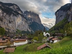 Góry, Domy, Szwajcaria, Kanton Berno, Miejscowość Lauterbrunnen