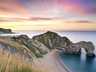Anglia, Hrabstwo Dorset, Morze, Wybrzeże Jurajskie, Plaża, Skały, Łuk, Durdle Door