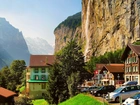 Góry, Domy, Lauterbrunnen, Szwajcaria