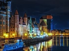 Miasto nocą, Gdańsk, Polska