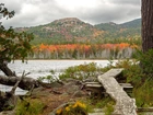 Porośnięte, Góry, Jezioro, Upper Hadlock Lake, Drzewa, Kładka, Park Narodowy Acadia, Stan Maine, Stany Zjednoczone