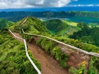 Droga, Szlak, Miradouro da Boca do Inferno, Kaldera, Góry, Jezioro, Lagoa Rasa, Wyspa Sao Miguel, Azory, Portugalia