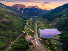 Stany Zjednoczone, Kolorado, Góry, San Juan Mountains, Jezioro, Lato, Drzewa, Lasy, Droga, Autostrada Million Dollar