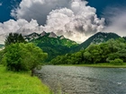 Rzeka Dunajec, Chmury, Góry, Trzy Korony, Pieniny, Polska