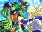 Anime, Dragon Ball Z, Postacie, Cell, Super Vegeta, Walka, Cios