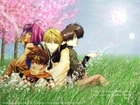 Saiyuki, ludzie,trawa, drzewo